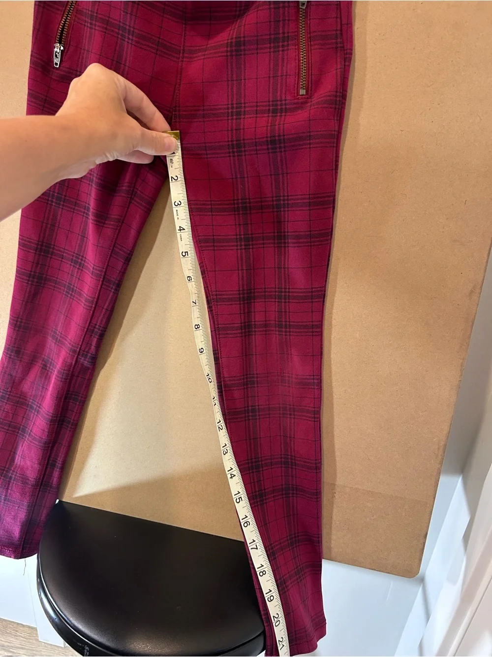 The Children’s Place Girls 8 Burgundy Plaid Ponte Jeggings Skinny Zip Pants